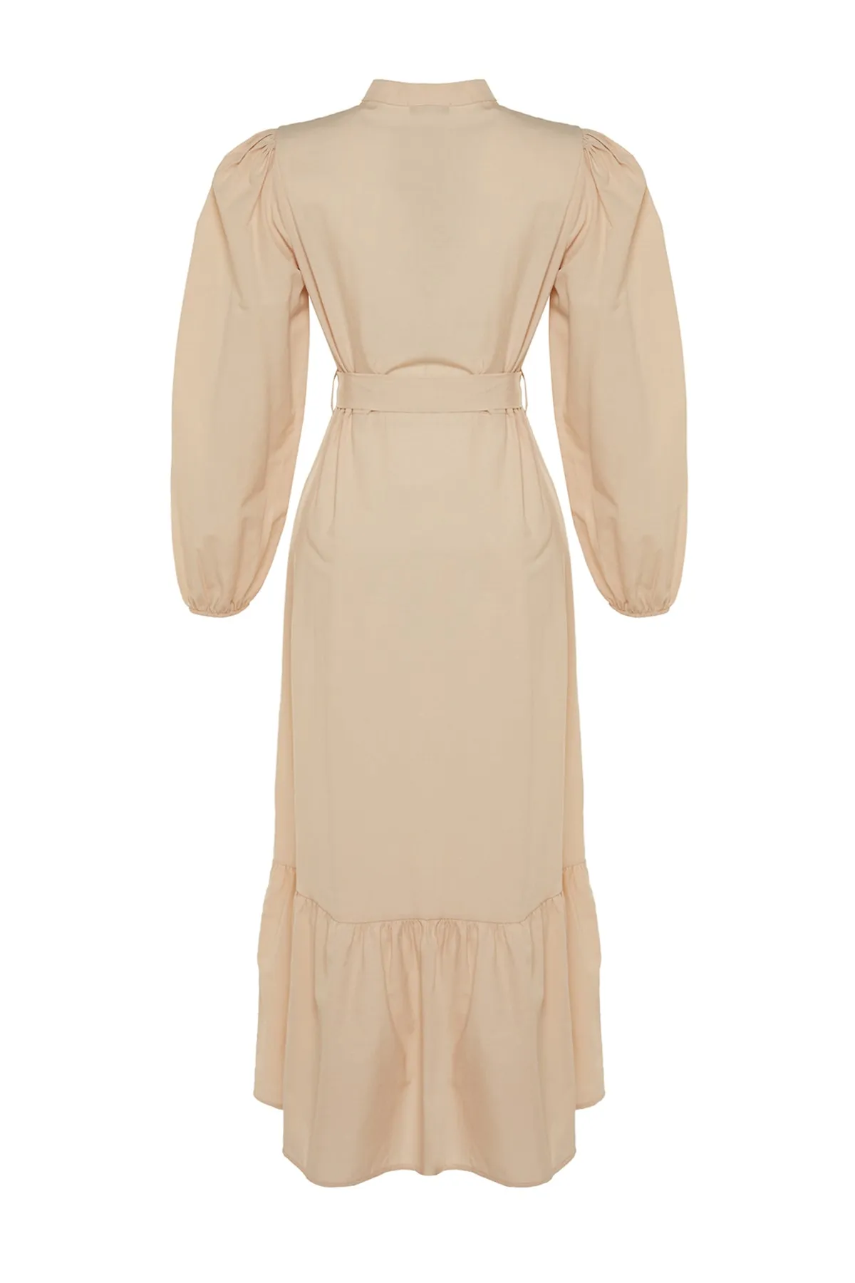 Trendyol Modest  Beiges, besticktes, gewebtes Kleid mit Taillenband TCTSS23EB00206