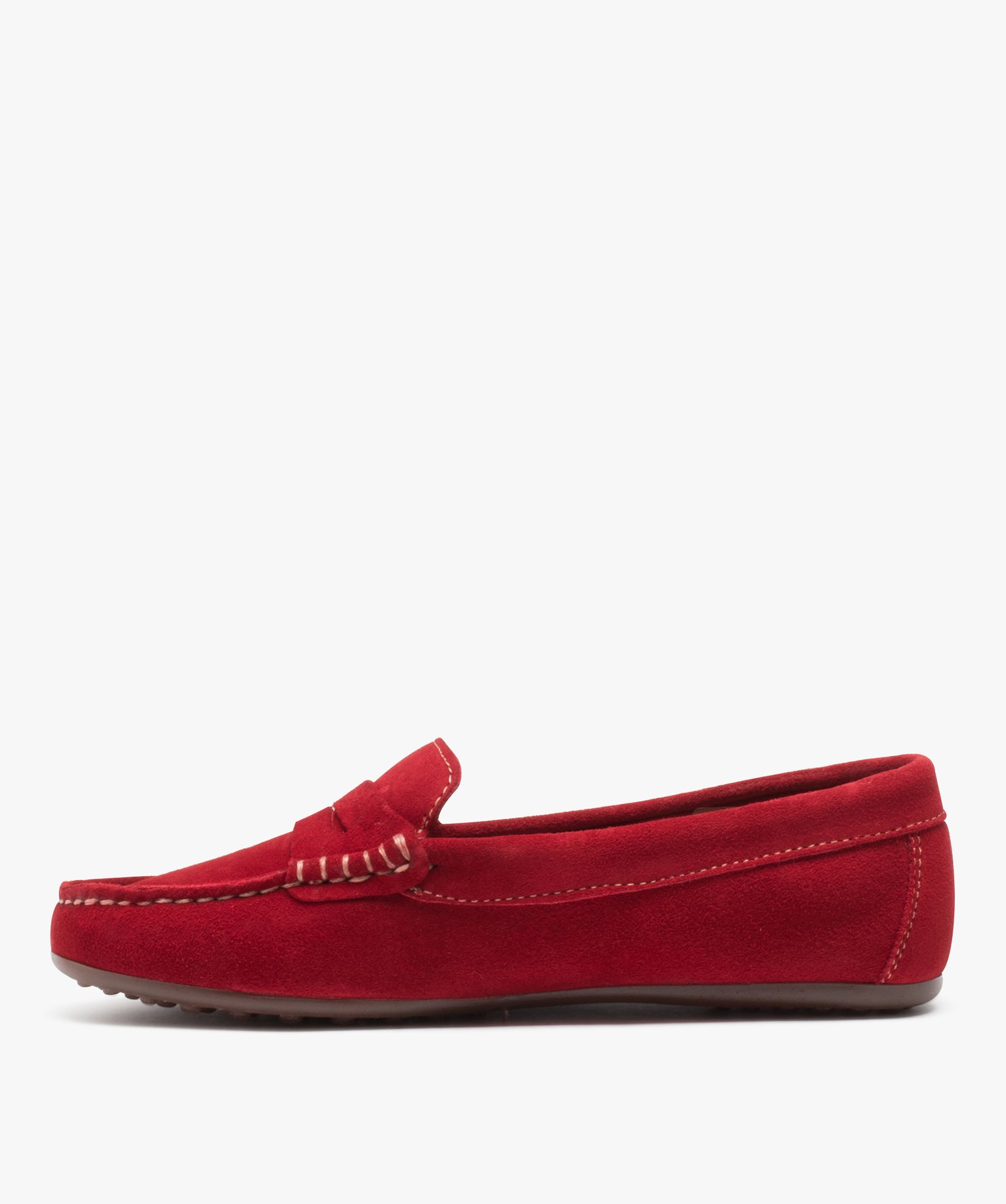 Mocassins femme confort unis en cuir velours rouge | GEMO