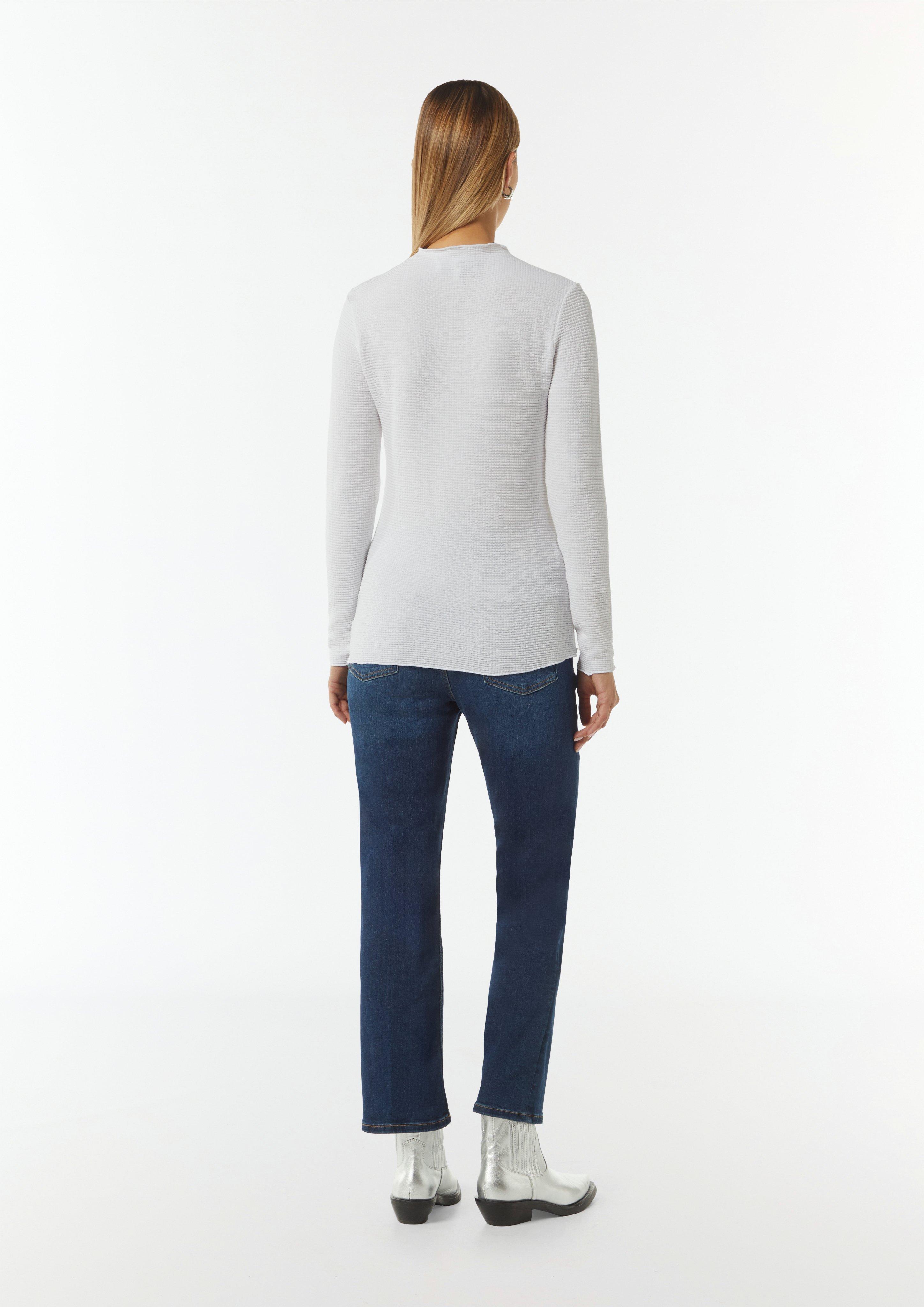 Seersucker-Shirt im Slim Fit - weiß