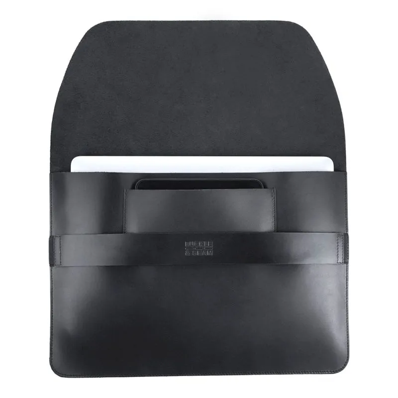 Buckle & Seam Leder Laptop Sleeve Terra 15 Zoll - Schwarz