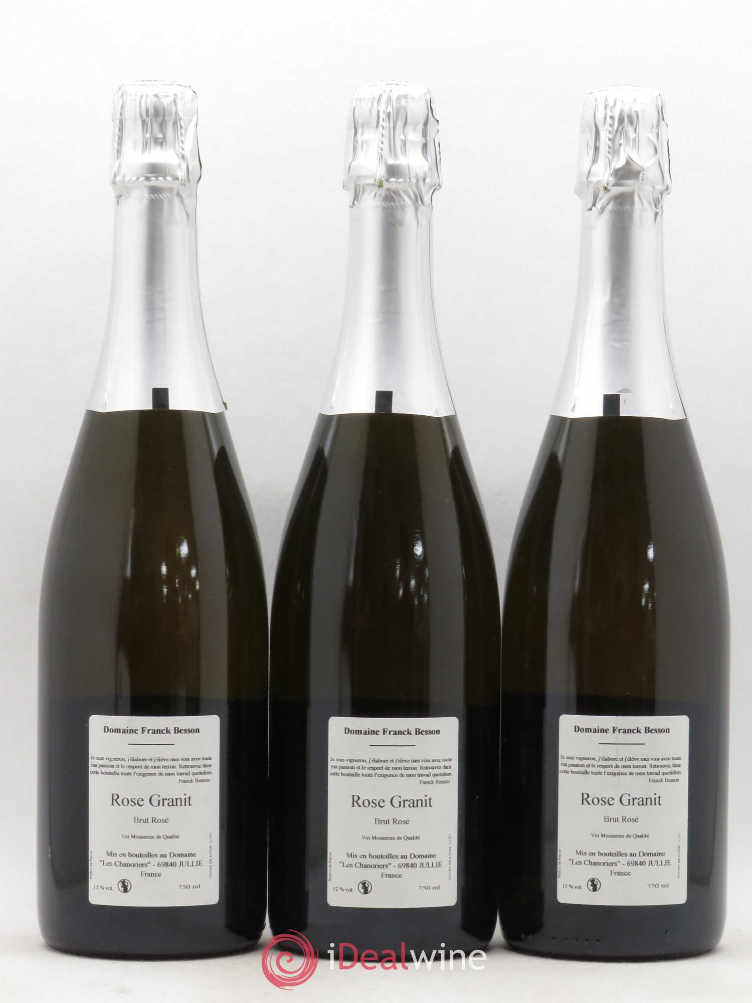 Vin de France Méthode traditionnelle Brut Rosé Granit Besson  - Lot de 3 Bouteilles