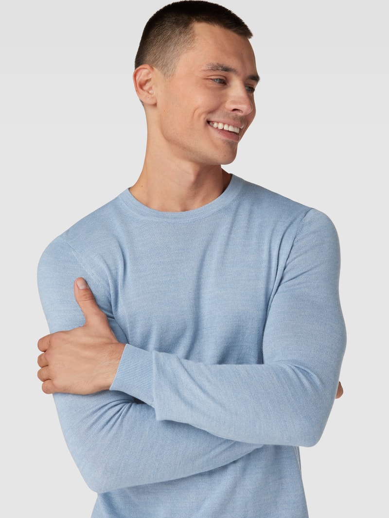Longsleeve aus Woll-Mix in hellblau meliert
