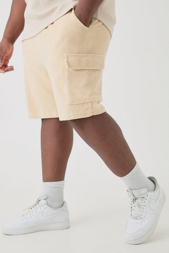 Plus Velour Cargo-Shorts mit elastischem Bund