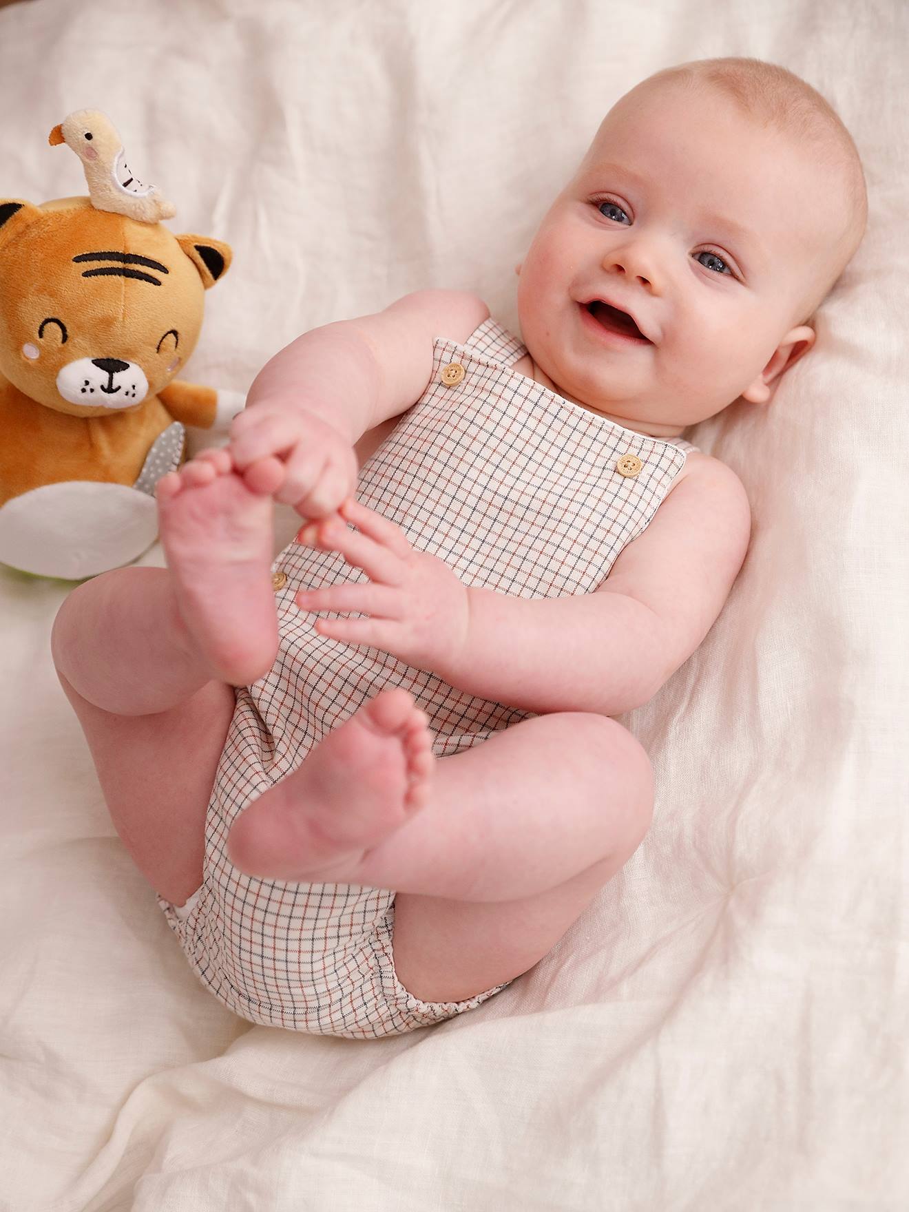 Vertbaudet Baby Latzhose, Retro-Chic - wollweiß