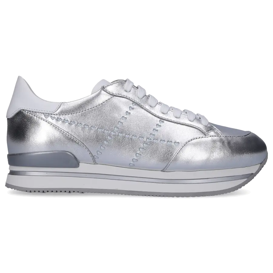 Hogan - Sneaker low H222 Kalbsleder Logo silber - silber