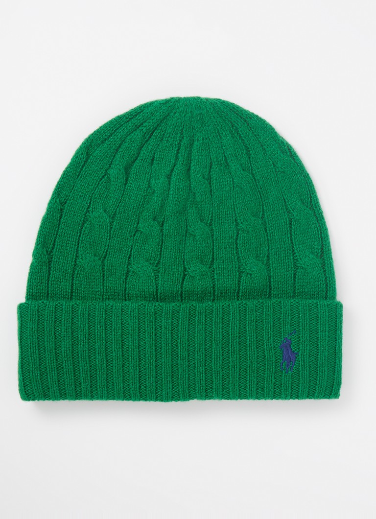 Ralph Lauren  Ribgebreide muts in in kasjmierblend met logoborduring