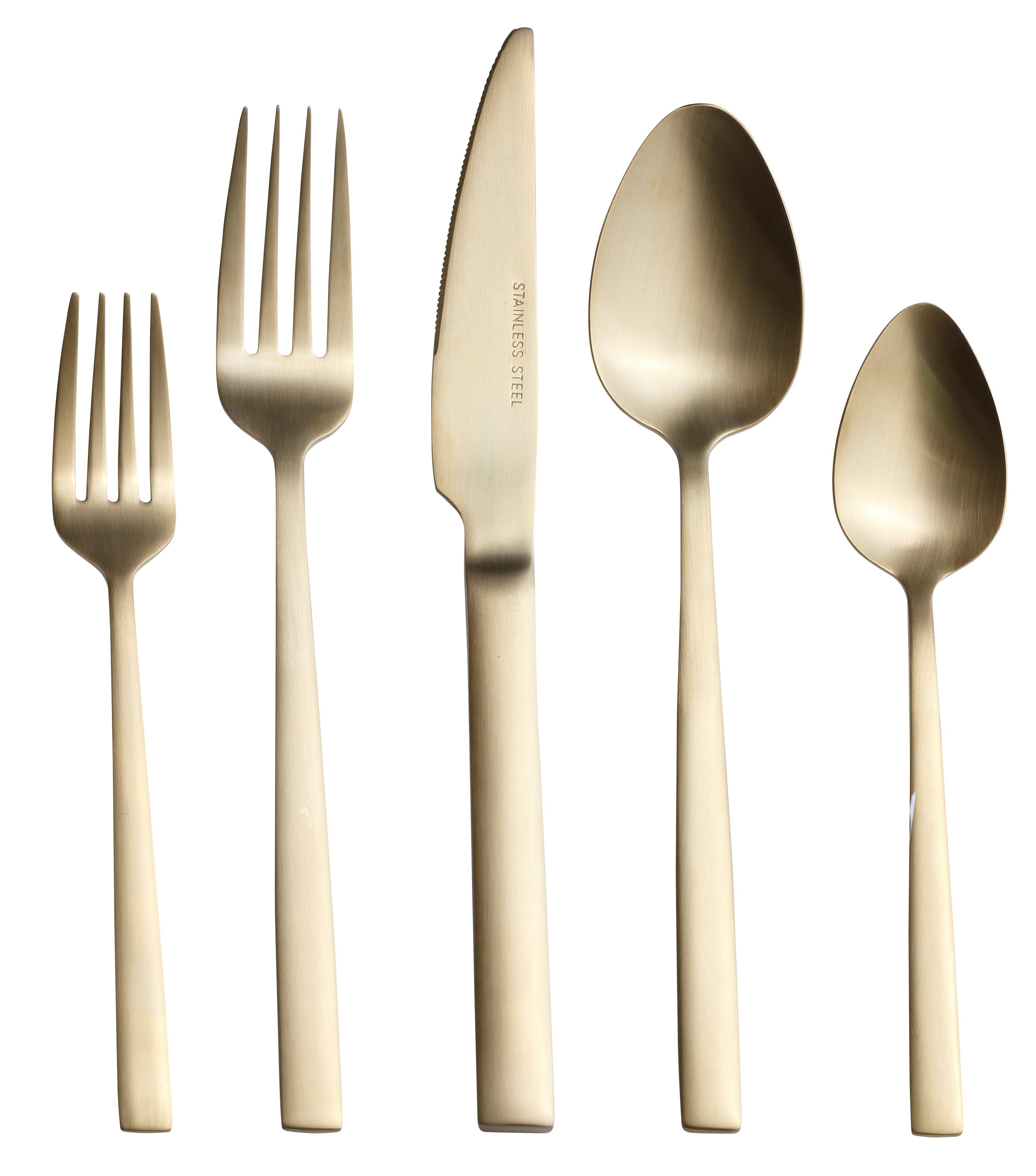 Home affaire Besteck-Set Eglof, Edelstahl 18/10, Gold PVD-beschichtet, mattiert, 30-teilig