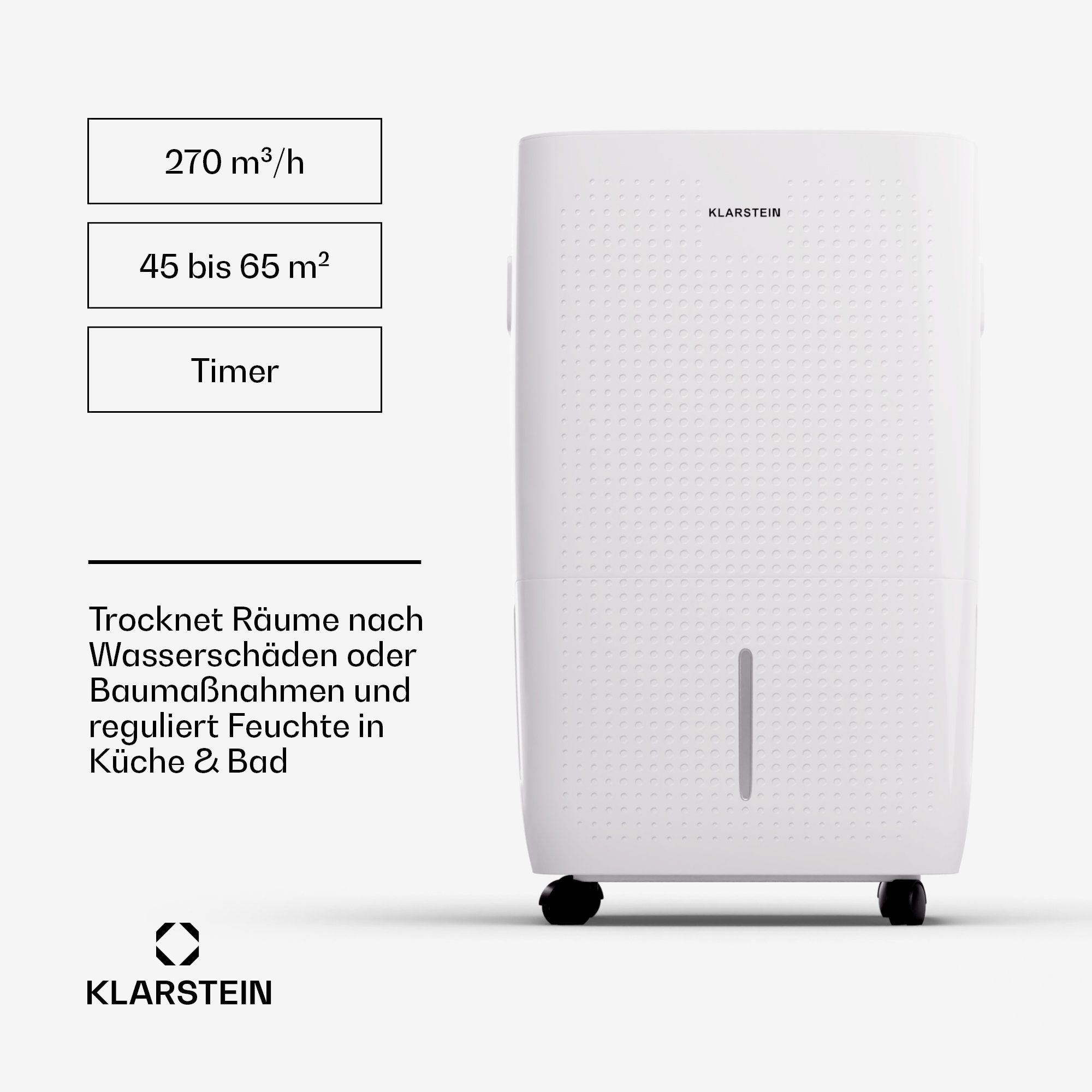 Klarstein Luftentfeuchter DryFy Connect 60 Luftentfeuchter, Elektrisch 60l/d 8 L Wasser Tank Wifi App