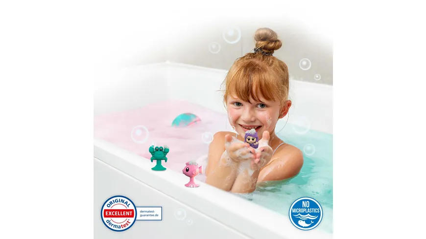 CRAZE - INKEE Mermaid Badekugel mit Erdbeerduft - mit Überraschung (1 von 6 Saugnapf-Figuren) 80 g