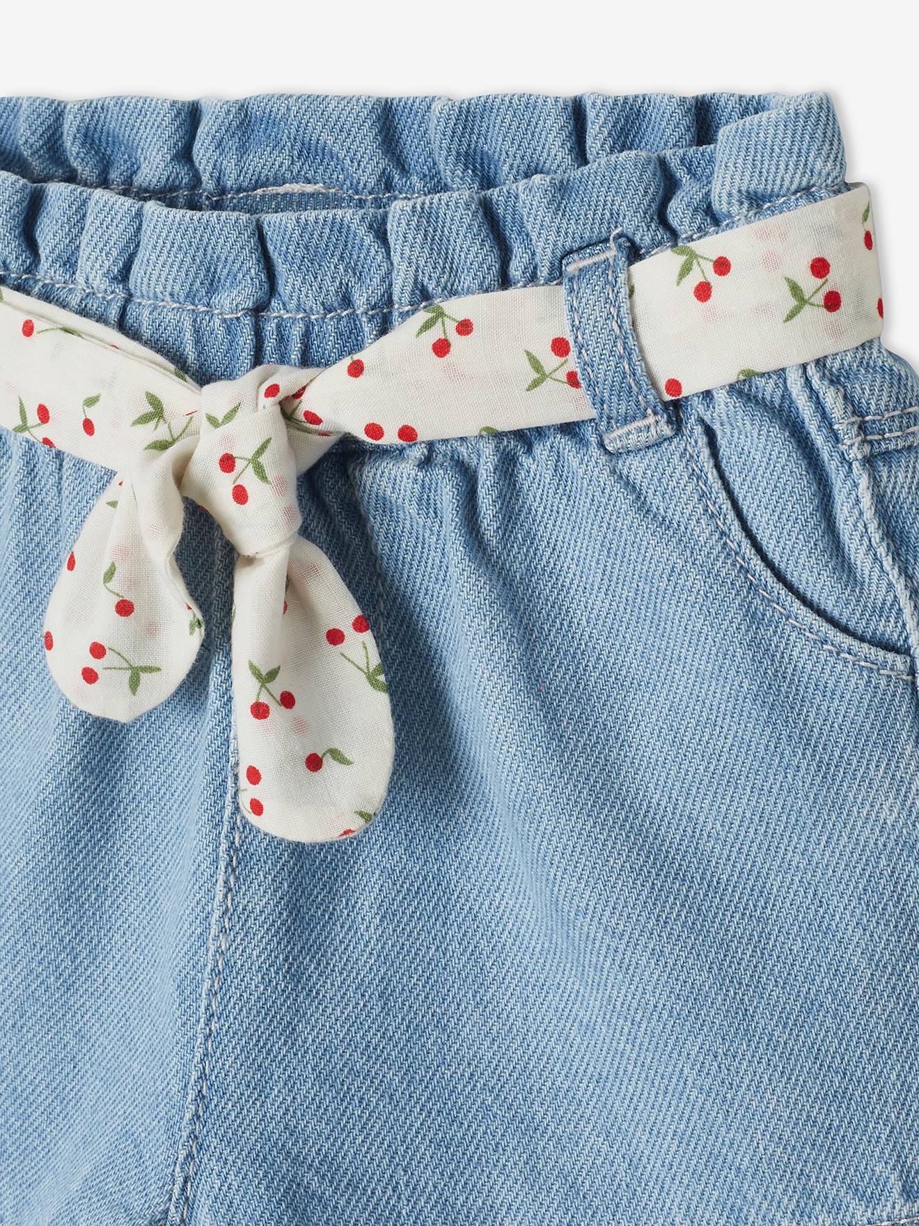Vertbaudet Baby Paperbag-Shorts mit Stoffgürtel - bleached