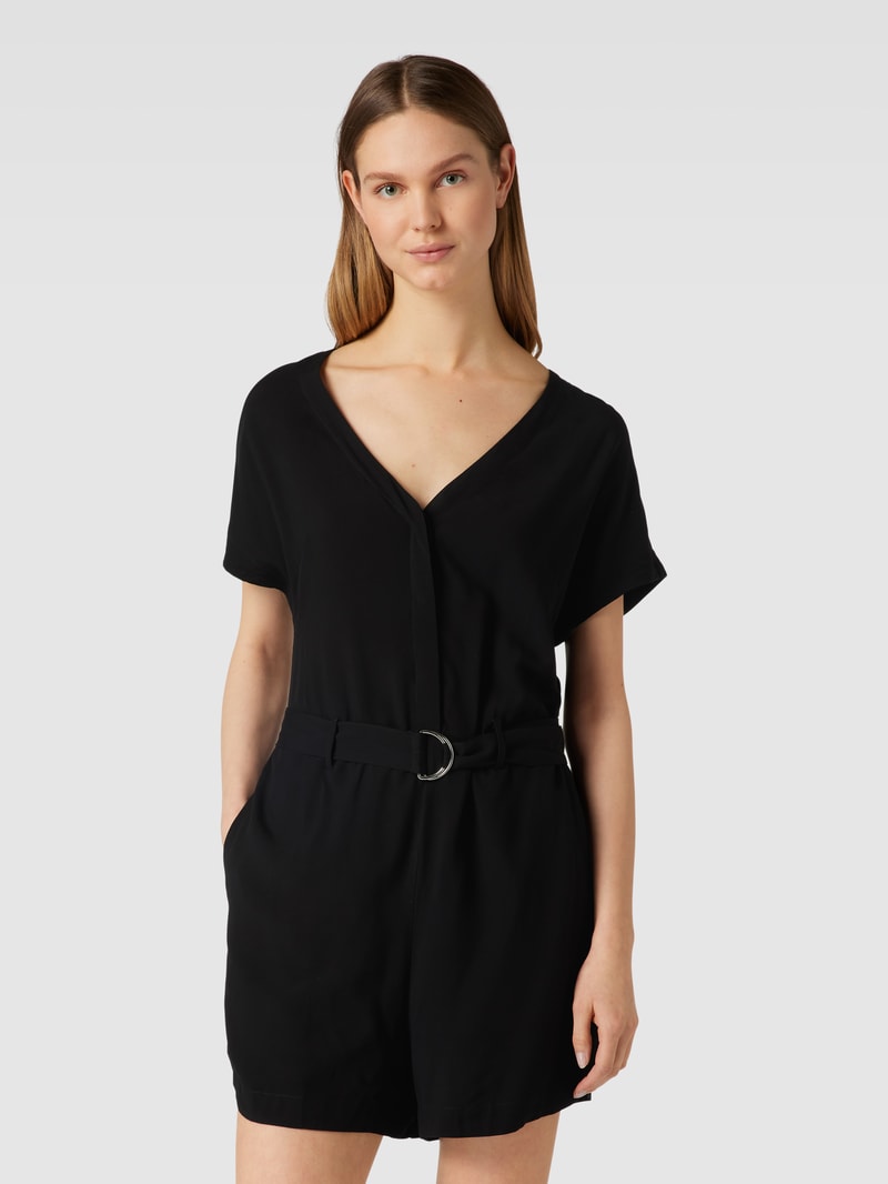 Playsuit aus Viskose in schwarz
