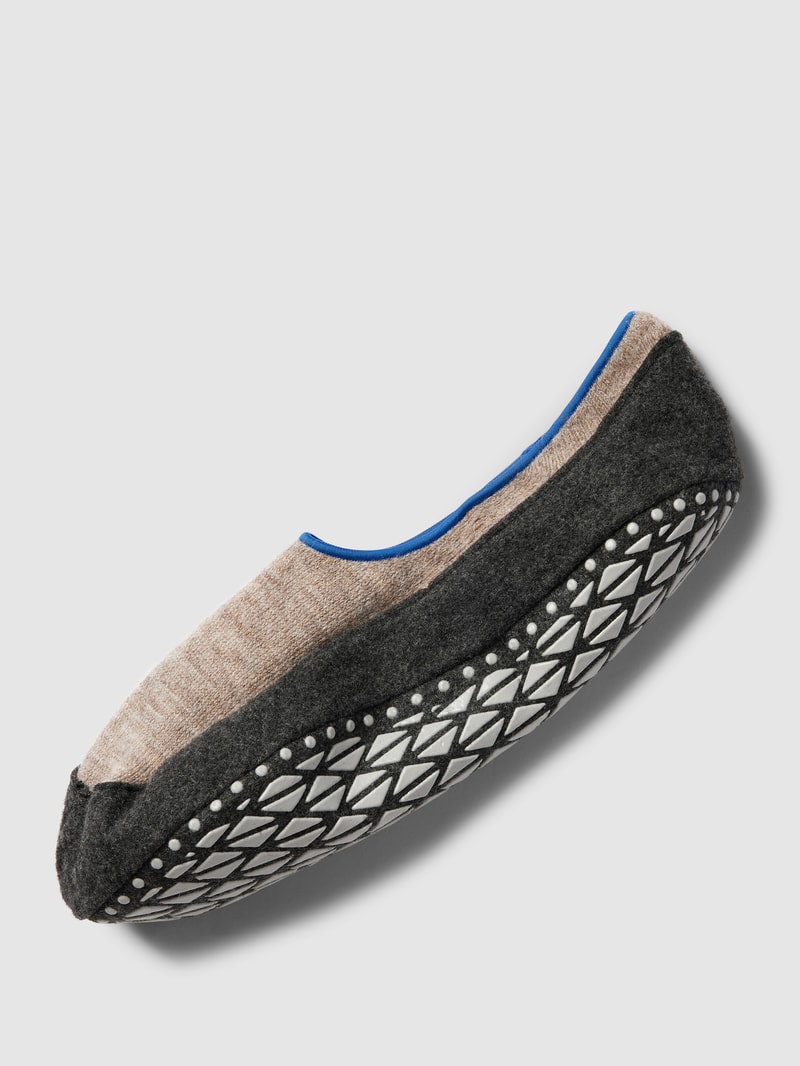 Hausschuhe aus Schurwoll-Mix mit Logo-Detail Modell 'COSYSHOE' in beige meliert