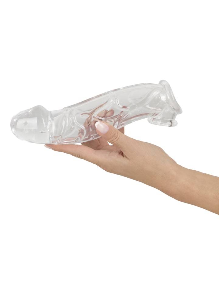 Crystal Clear Penissleeve Penis Sleeve with extension and ball ring in transparent günstig kaufen 23 cm