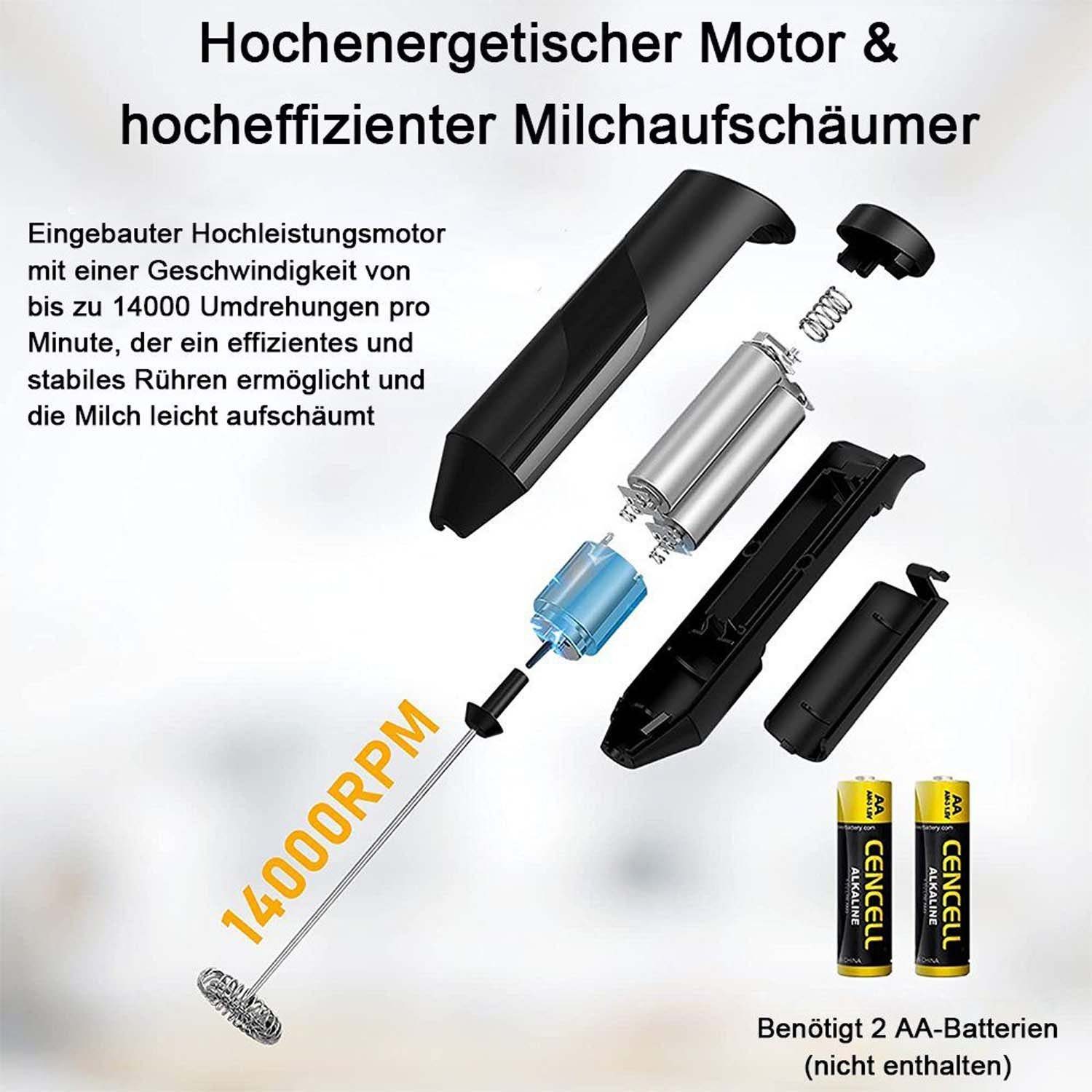 flowgoer Milchaufschäumer Kabelloser elektrischer Milchaufschäumer aus Edelstahl