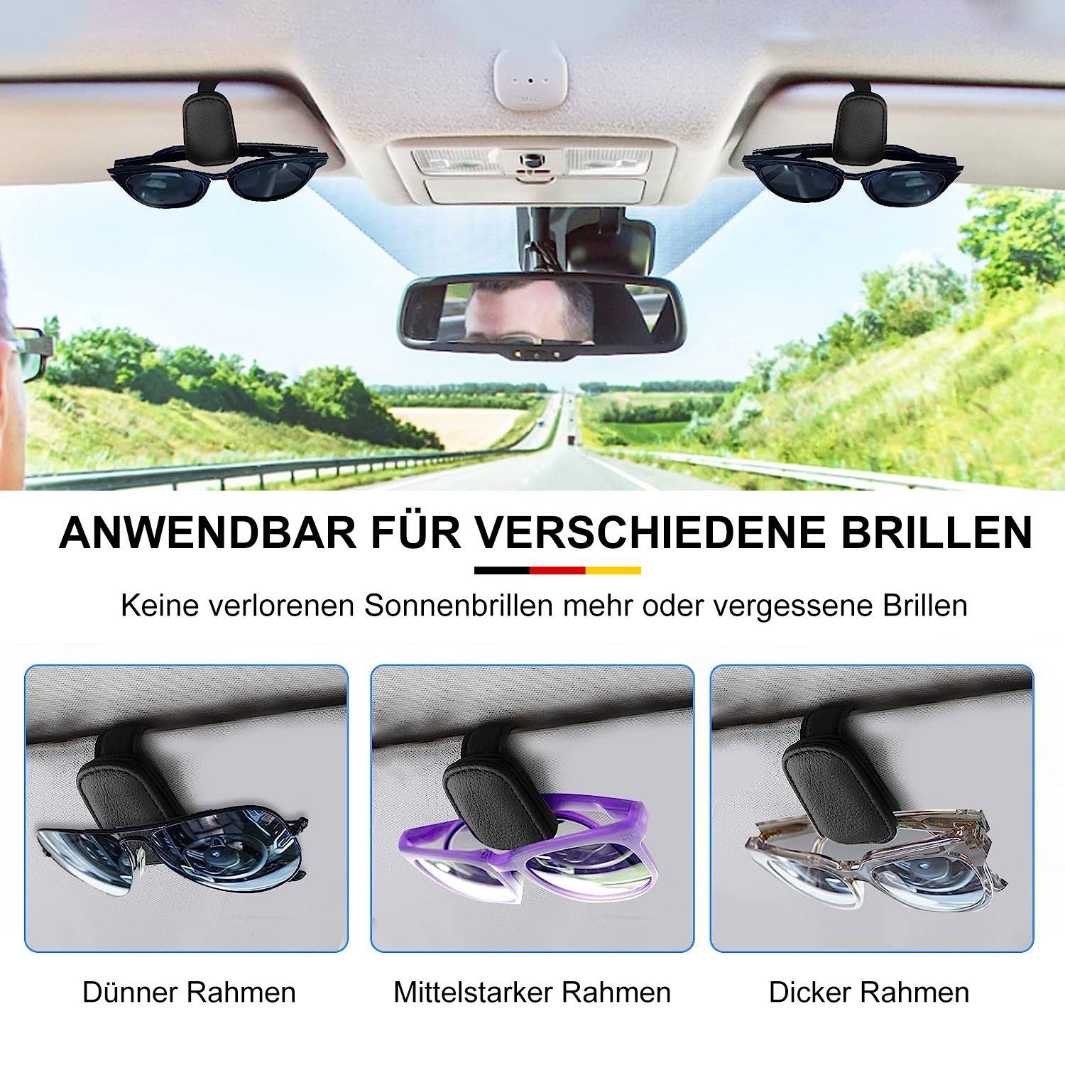 MAGICSHE Brillenetui Brillenrahmen für Autos, Auto Sonnenschirm Leder Sonnenbrille Rahmen Clip und Ticket Clip