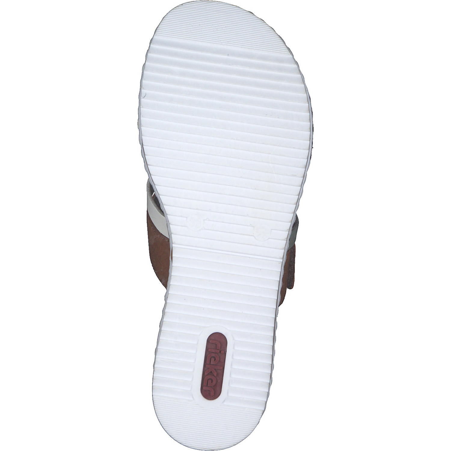 Rieker V3652, Plateau-Pantoletten, Damen, Braun / Weiß / Olive