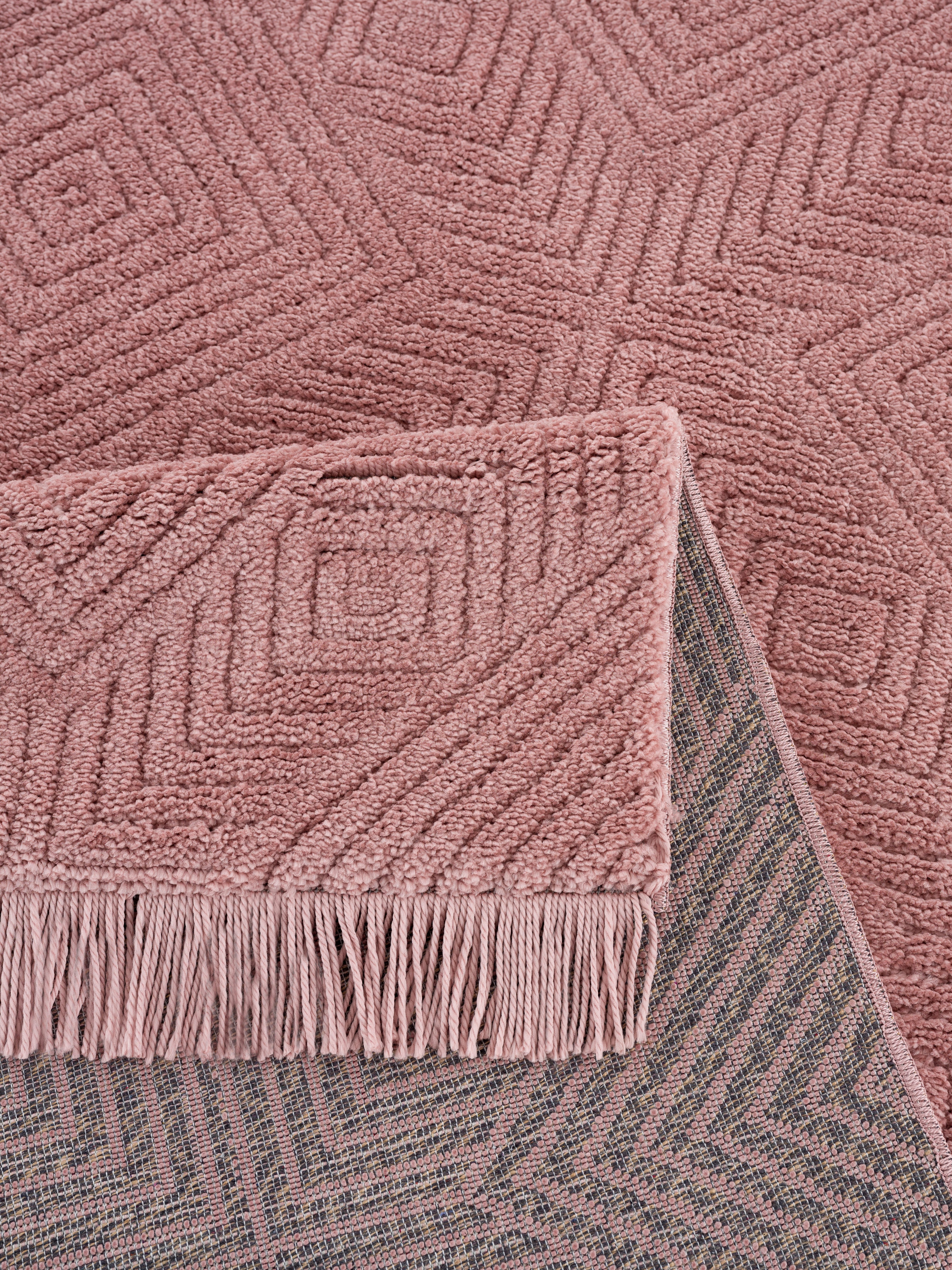 Teppich Duchesse, Leonique, rechteckig, Höhe: 22 mm, grafisches Design, Boho, Wende-Teppich im 3D-Effekt, mit Fransen