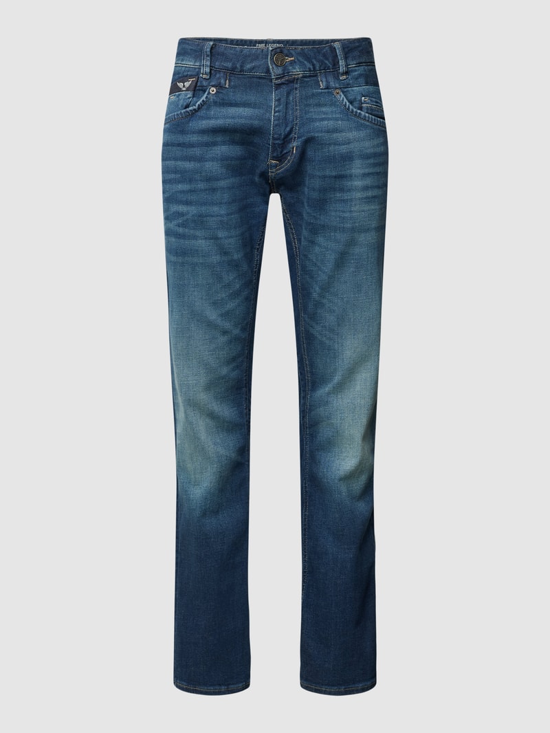Jeans mit Label-Detail Modell 'LEGEND' in marineblau