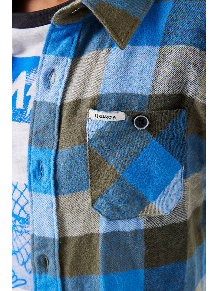 Garcia Hemd in Blau/ Khaki günstig kaufen