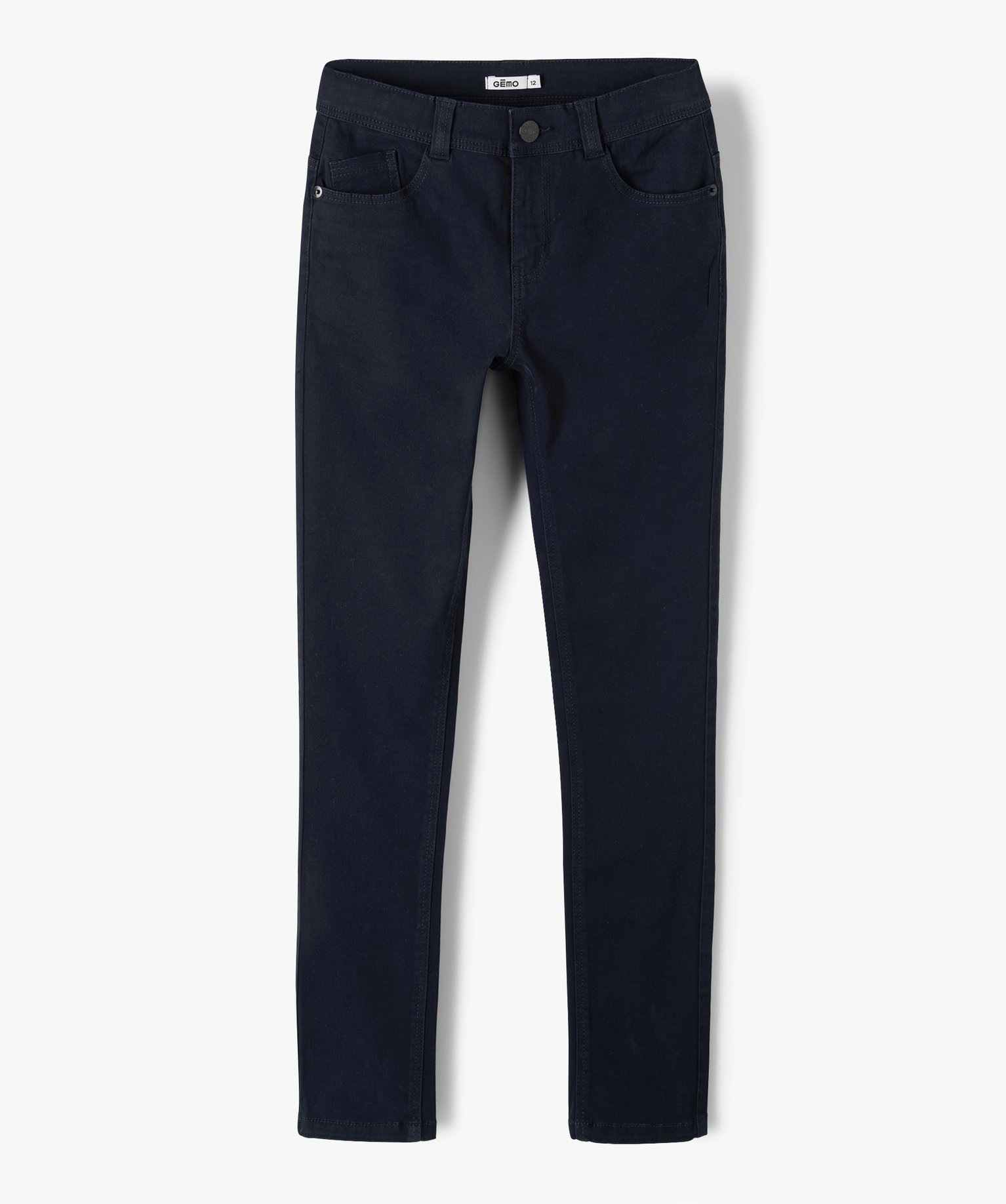 Pantalon Garçon coupe skinny en toile extensible marine | GEMO