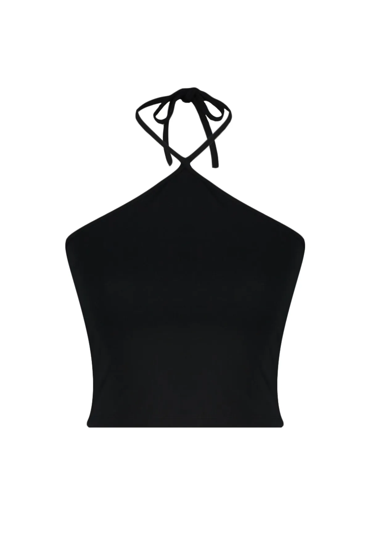 Trendyol Collection  Schwarz-weißes 2er-Pack Crop Bustier aus Baumwolle mit überkreuzten Trägern, dehnbar, gestrickt, TWOSS23BS00002