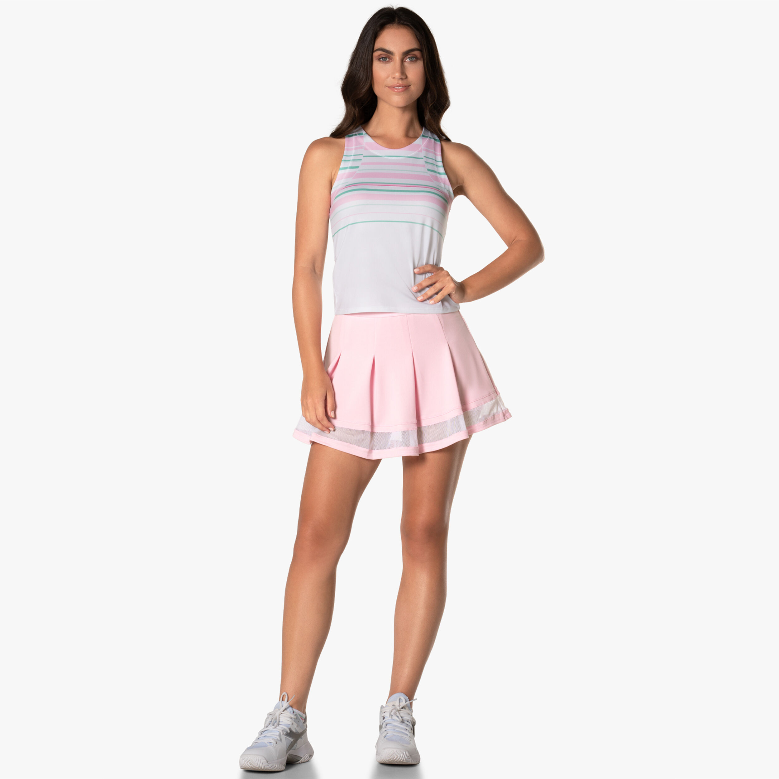 Deco Stripe Crop Tank-Top Damen - Weiß, Mehrfarbig