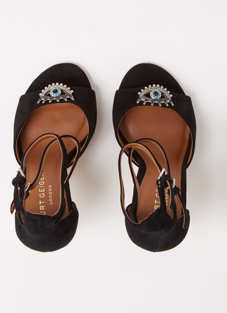 Sandale Kurt Geiger din piele întoarsă Olive Eye și strasuri.