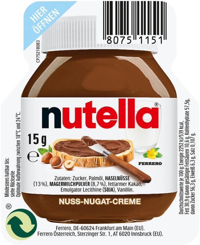 Ferrero Nutella Schokoladenaufstrich 64 Stück à 25 g