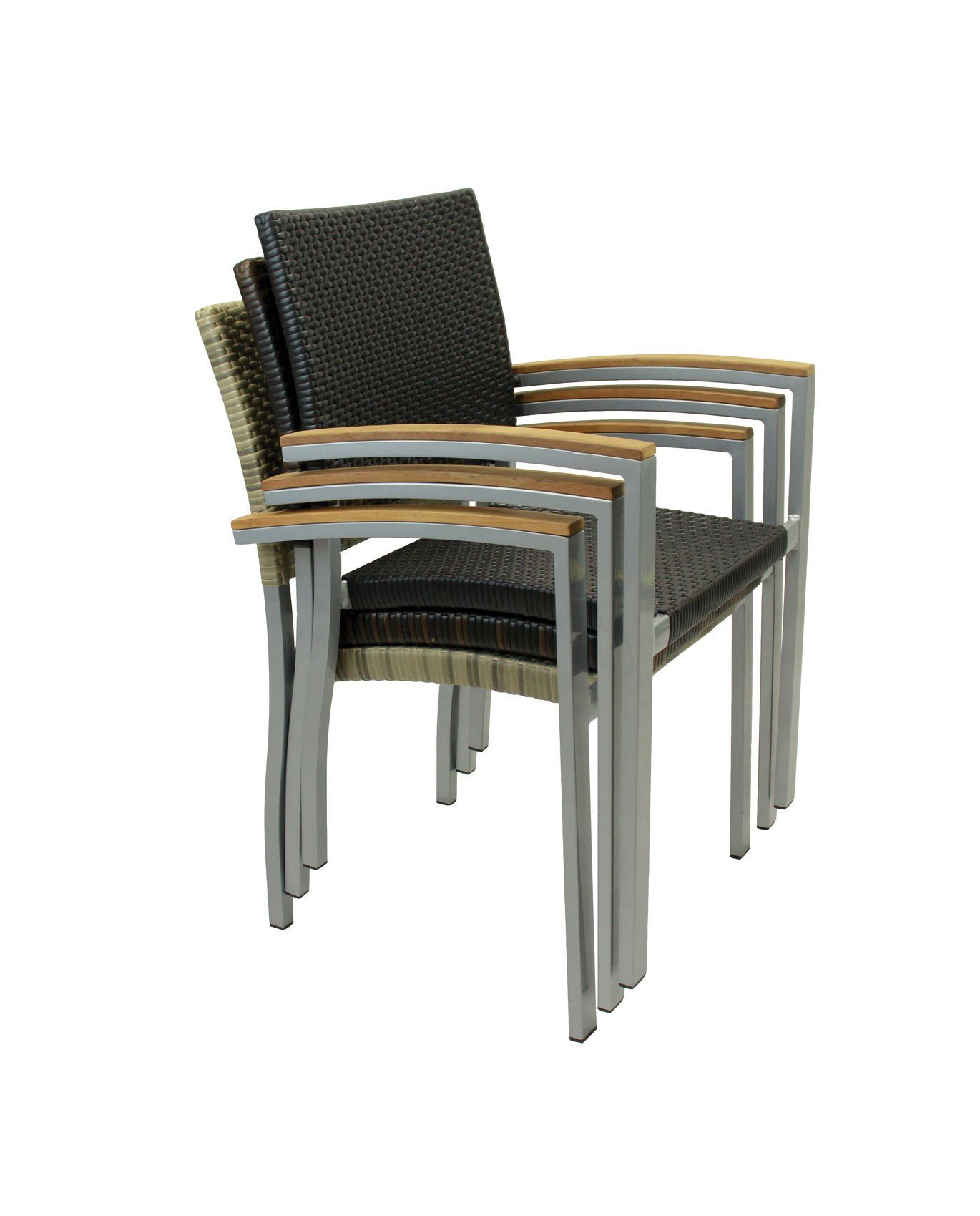 Konway Stapelstuhl BORNEO (4 St), 4x KONWAY® BORNEO Stapelsessel Schwarz Premium Polyrattan Sessel