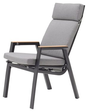 MONDO Gartensessel FERINA, Aluminium, Anthrazit, Grau, B 72 x T 59 cm (1-St), Rücken verstellbar, mit Sitz- und Rückenkissen