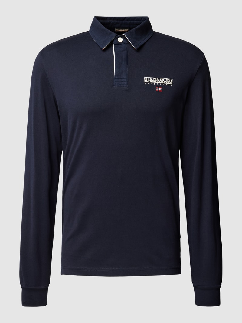 Longsleeve mit Polokragen in marineblau