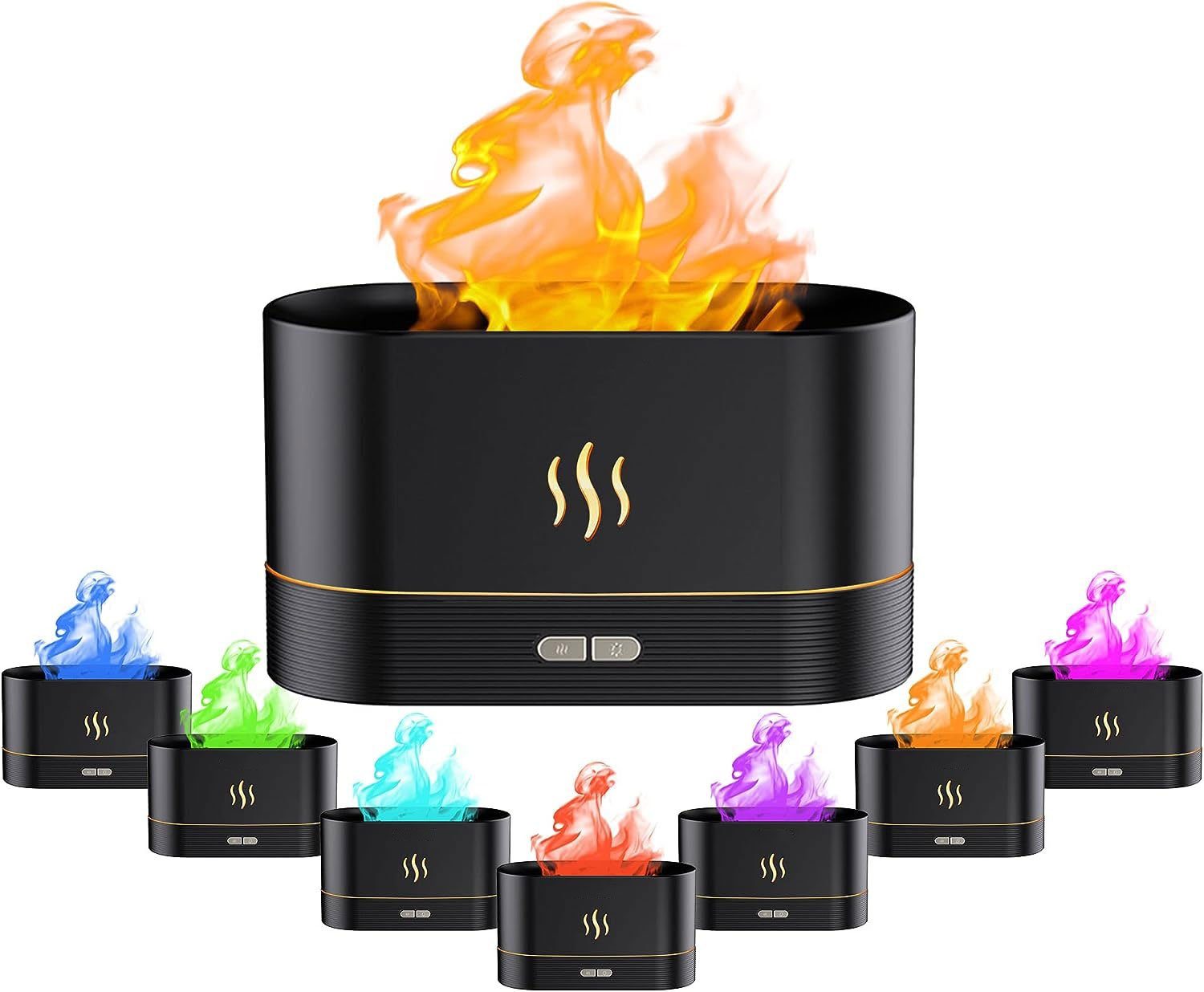 Sarfly Luftbefeuchter Flammen Aroma Diffuser, Upgrade 7-Farben-Licht Ätherische Öle Diffuser