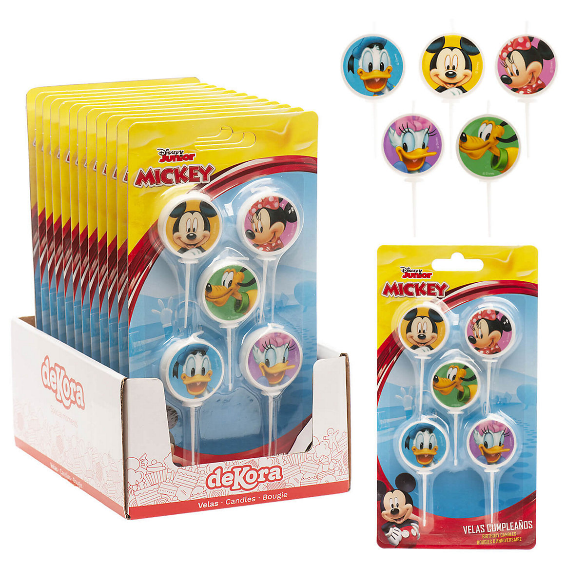 Geburtstagskerzen rund   Mickey Minnie Mouse, 5 Stück