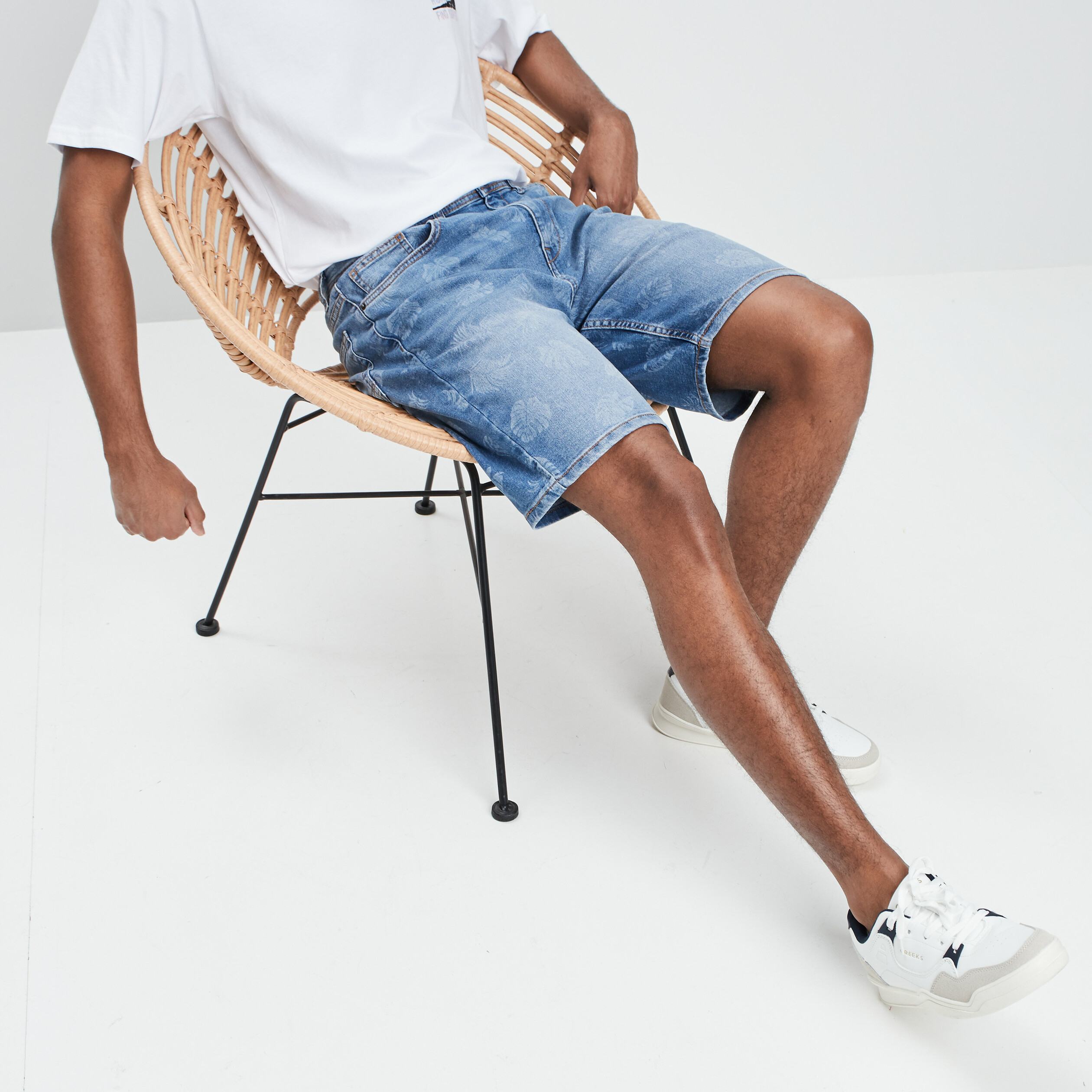 Bermuda droit denim double stone homme | La Halle