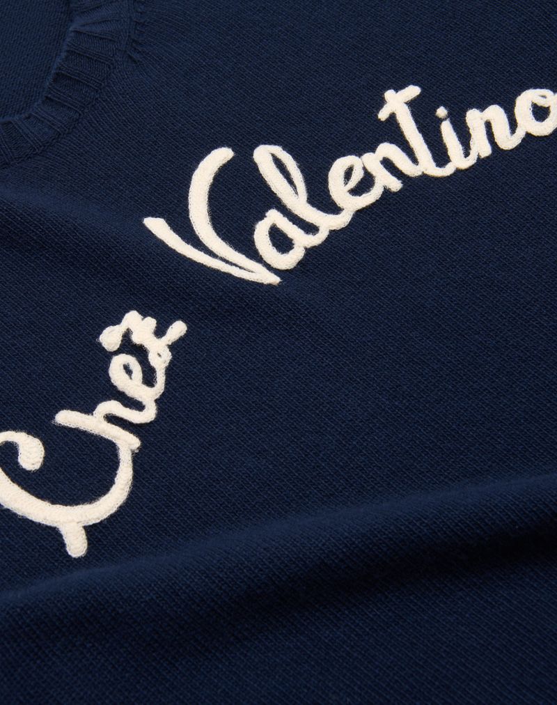 Chez Valentino uldtrøje med rund hals og broderi