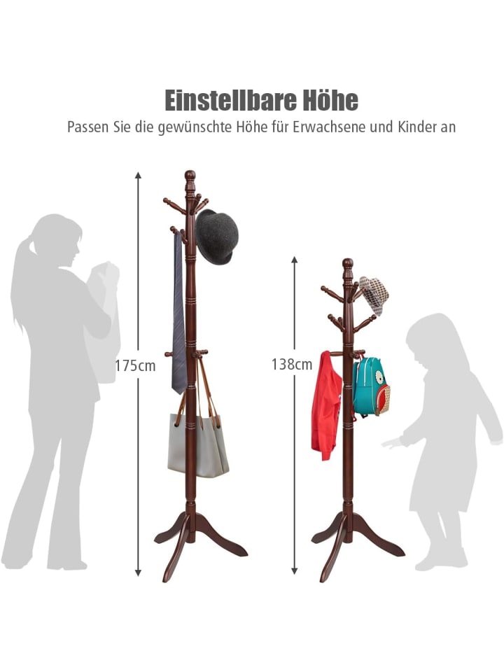 COSTWAY 175 cm Garderobenständer in Braun günstig kaufen onesize