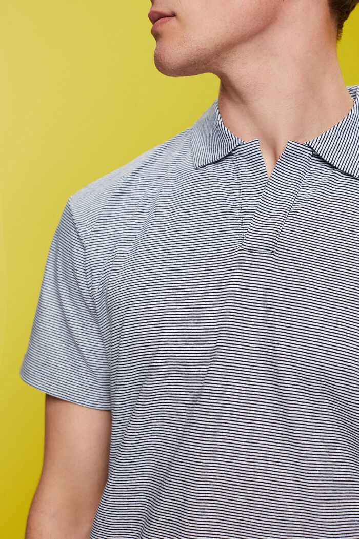 Gestreiftes Jersey Poloshirt, Baumwolle-Leinen-Mix