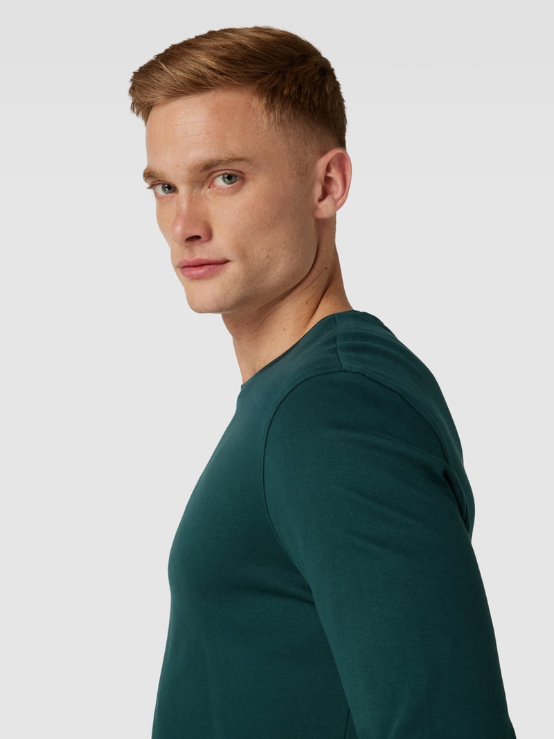 Longsleeve mit geripptem Rundhalsausschnitt in bottle