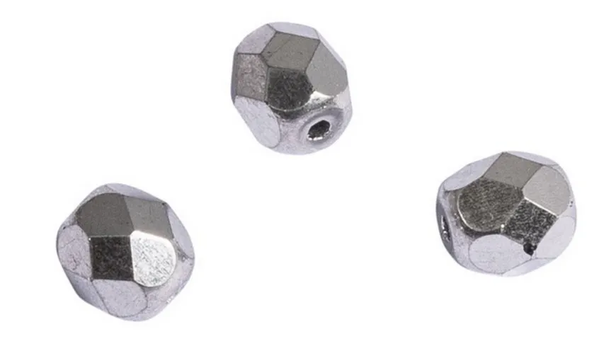 rayher Glas Schliffperle 6mm ø Brillant Silber