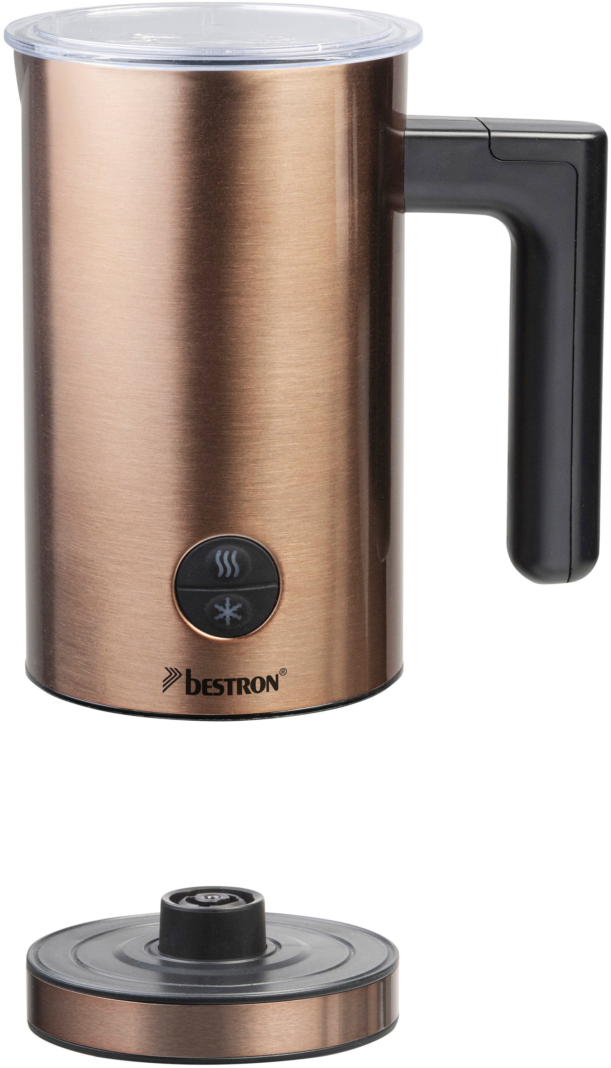 bestron Milchaufschäumer AMK1000CO, 550 W, 360°- Basis, 300ml, antihaftbeschichtet, Füllstandsmarkierung