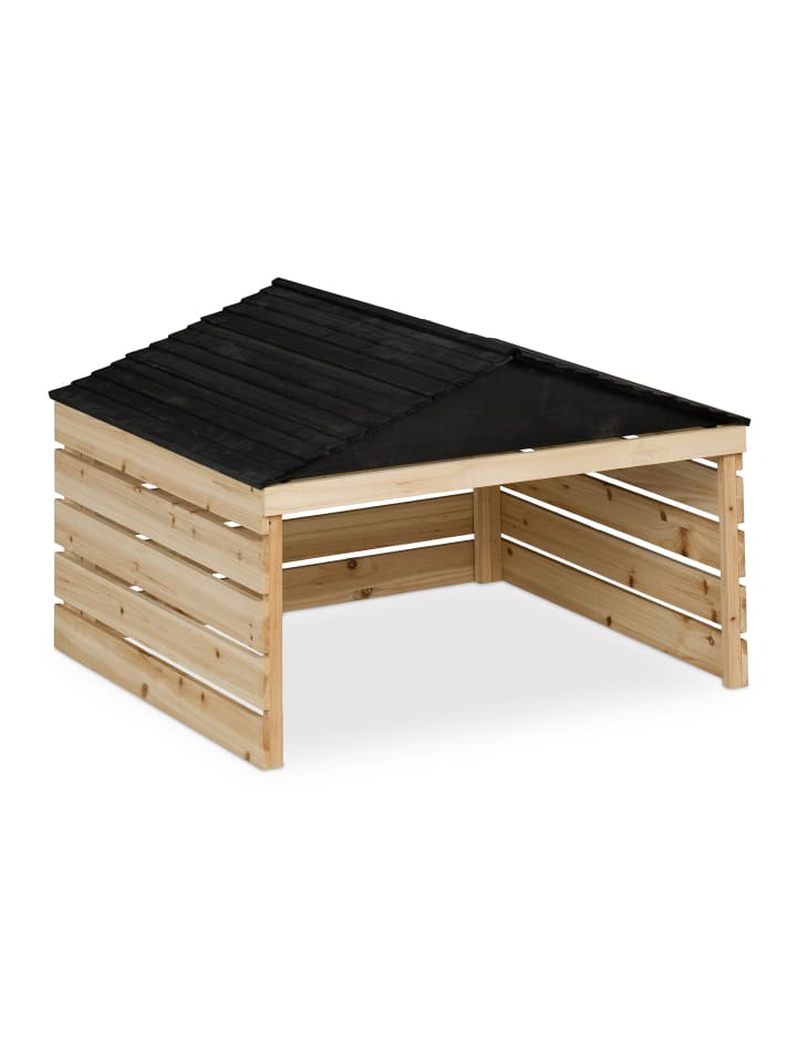 relaxdays Mähroboter Garage in Natur/ Schwarz - (B)79 x (H)52,5 x (T)74 cm günstig kaufen onesize