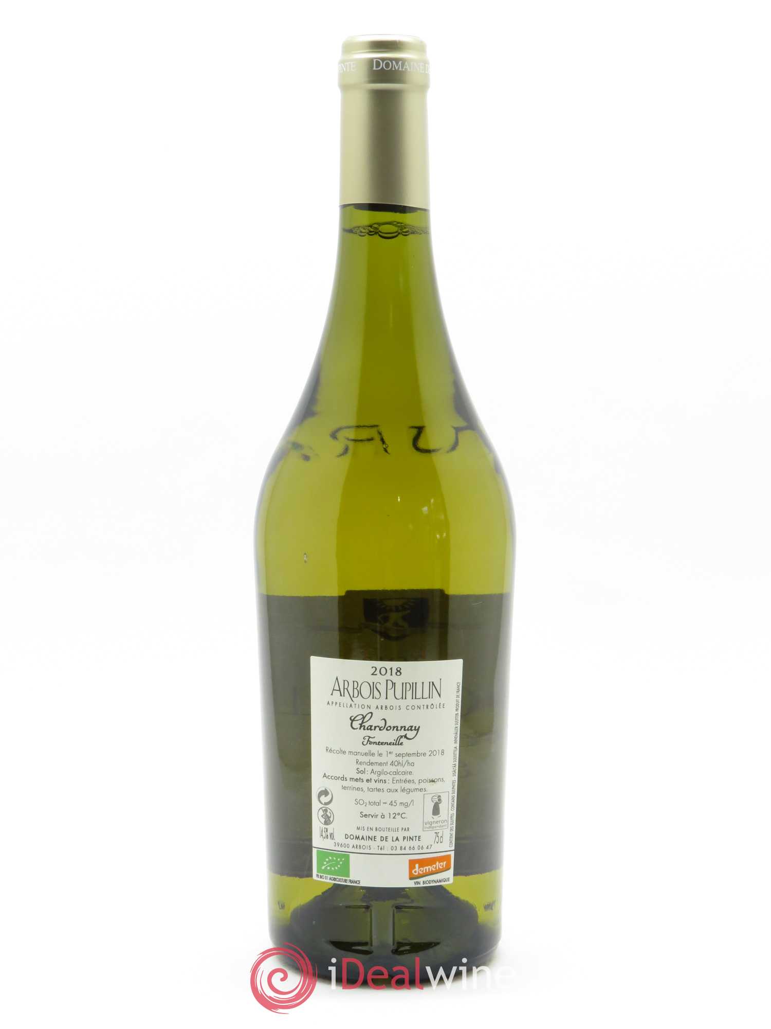 Arbois Pupillin Chardonnay Fonteneille Domaine de la Pinte  2018 - Lot de 1 Bouteille