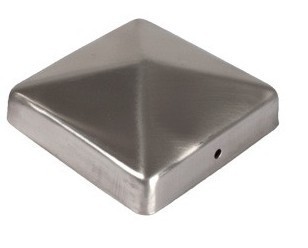 Powertec Garden Edelstahl-Pfostenabdeckkappen 4er Set in Pyramide Optik 71x71mm