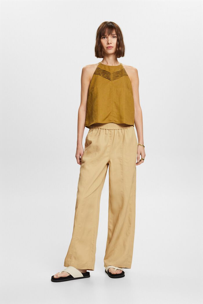 Pull-on-Hose mit weitem Bein, Leinenmix