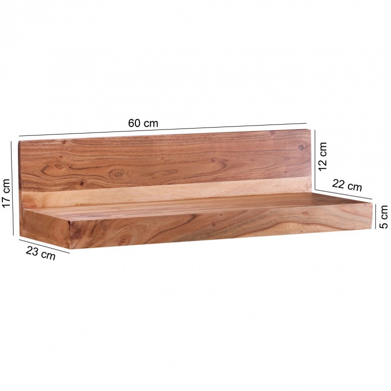 Wohnling Massivholz Wandregal 60 cm Akazie