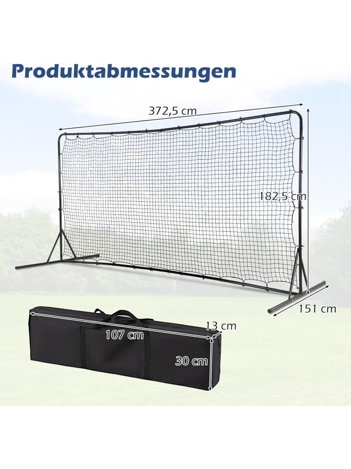 COSTWAY Fußballtor für Kinder 372,5x182,5cm in Schwarz günstig kaufen onesize