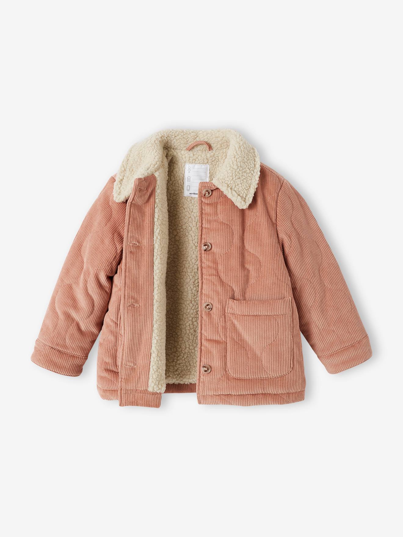 Veste matelassée en velours doublé sherpa fille blush