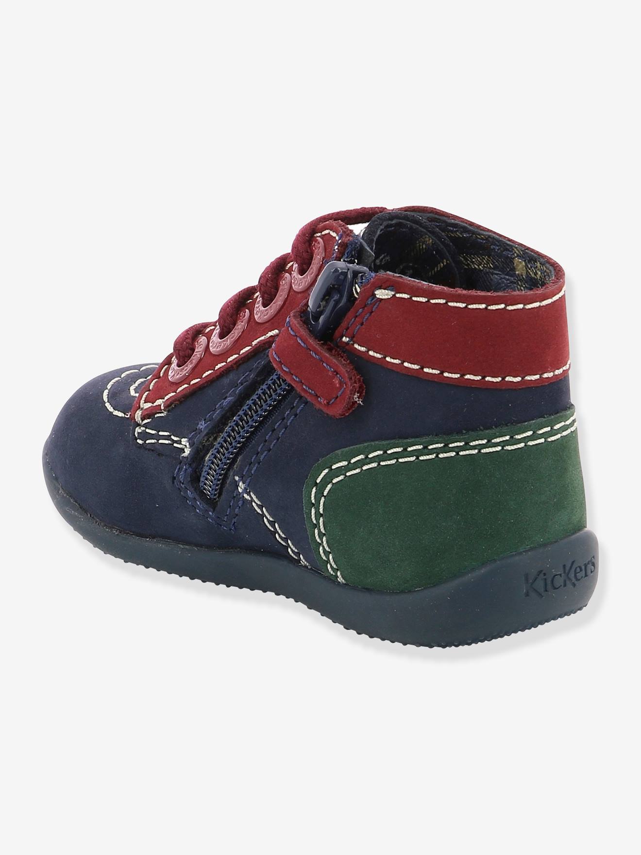 Bottillons cuir bébé garçon Bonzip KICKERS® 1ers pas marine