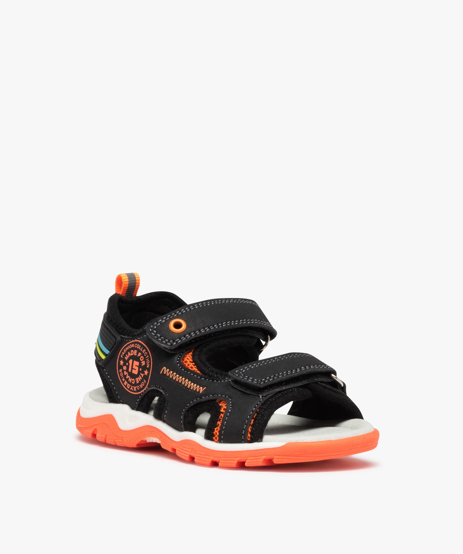 Sandales sport Garçon à fermeture scratch noir | GEMO