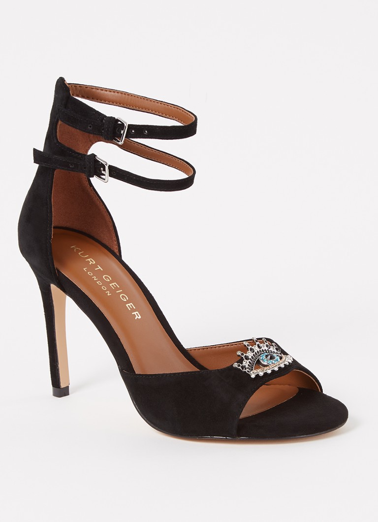 Sandale Kurt Geiger din piele întoarsă Olive Eye și strasuri.